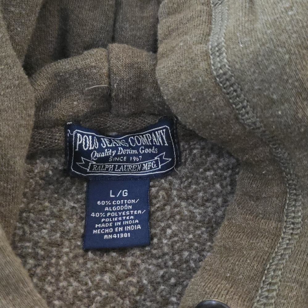Ralph Lauren Khaki Green Hoodie Sweats Set - Lg Top/Med Bottoms - Picture 4 of 5